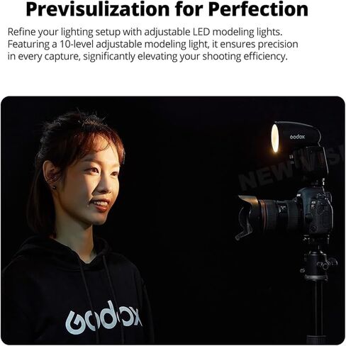 فلاش كاميرا GODOX V1 Pro C V1Pro-C مع مشغل فلاش X3ProC لكاميرات Canon، 76Ws 2.4G TTL 1/8000 HSS، 500 ومضة طاقة كاملة، وقت إعادة التدوير 1.3 ثانية، بطارية ليثيوم أيون 2980 مللي أمبير في الساعة، مصباح النمذجة LED (إصدار الولايات المتحدة الأمريكية) in Saudi Arabia