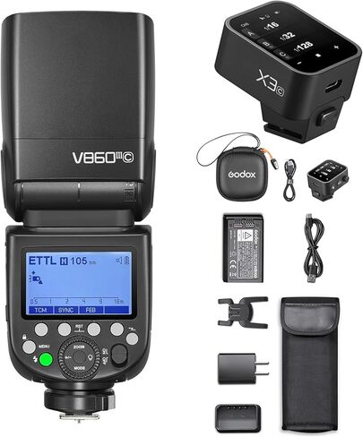 Godox V860III-C Flash for Canon Camera Flash Speedlite with X3 C Touchscreen TTL Trigger 7.2V/2600mAh Li-ion Battery, 2.4G Wireless HSS 1/8000 1.5s Recycle Time 10 Levels LED Modeling Light for Canon in Saudi Arabia