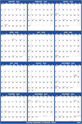 Yearly Wall Calendar 2025 - Large Yearly Calendar 2025 Vetical, Jan 2025 - Dec 2025, 25.2" x 38.2" (Open), 2025 Calendar, Large Wall Calendar 2025, Full Year Paper Calendar with Notes, Thicker Paper in Saudi Arabia