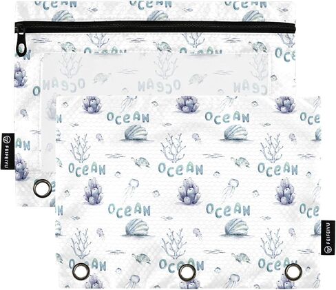 Pencil Pouch for 3 Ring Binder Purple Checkered and Bows 2 Pack Clear Window Pencil Bags with Zipper Pencil Case in Kuwait