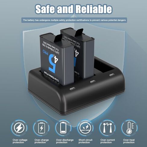 بطارية Osmo Action 5 Pro/4/3 متوافقة مع Osmo Action 5 Pro، وOsmo Action 4، وOsmo Action 3، وOsmo Action 6 وOsmo 360، مع شاحن وكابل USB-C، عبوتان 2100 مللي أمبير في الساعة in Kuwait