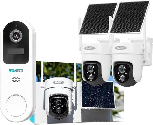 كاميرا Vicohome 2K AI تعمل بالطاقة الشمسية وجرس باب فيديو خارجي، كاميرا تعمل بالبطارية، رؤية ليلية، صوت ثنائي الاتجاه، كشف الحركة، سهلة الإعداد، صفارة إنذار مسموعة، سياسة استبدال لمدة 180 يومًا in Kuwait