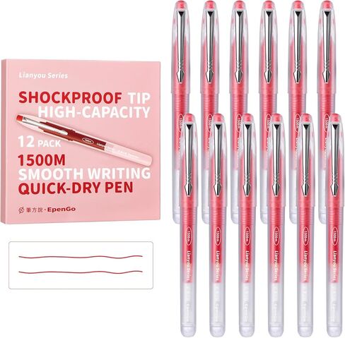 Ultra-Fine 0.5MM Tip Gel Pens,1500M Long-Lasting Ink, Unbreakable Bendable Tip, Smooth No-Smear Writing, (12-pack, Black) in Kuwait