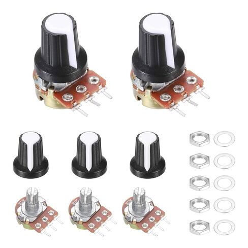 MECCANIXITY 5Pcs WH-148 Potentiometer 3Pins B20K±20% Ohm Linear Taper Rotary Potentiometer XH2.54 Variable Resistor Potentiometers with 5 Plastic Knobs for Audio Equipment, DIY Electronics in Saudi Arabia