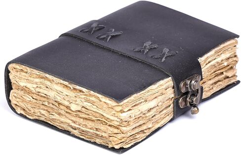 مجلة جلدية خمر مع إغلاق القفل ، 200 صفحة ورقة مصنوعة يدويًا ، دفتر كتابة عتيق مع حواف Deckle ، بني محزن ، 7 × 5 بوصات in Saudi Arabia