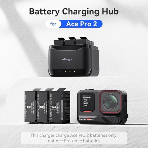 شاحن ذكي ثلاثي البطاريات مخصص لجهاز Insta360 Ace Pro 2، حماية أمان متعددة، مركز شحن محمول in Kuwait