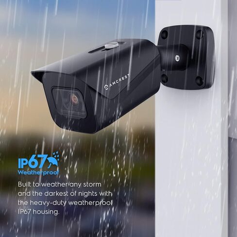 كاميرا Amcrest 2-Pack UltraHD 4K (8MP) Bullet POE IP، 3840x2160، رؤية ليلية 98 قدم، عدسة 2.8 مم، IP67 مقاومة للطقس، 125 درجة FOV، تدعم تسجيل MicroSD حتى 256 جيجابايت، أسود (2PACK-IP8M-2496EB-V2) in Kuwait
