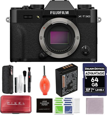FUJIFILM X-T30 III Mirrorless Camera Body (Black) Bundle with 64GB SD Card, Card Holder and Advanced Accessories in Saudi Arabia