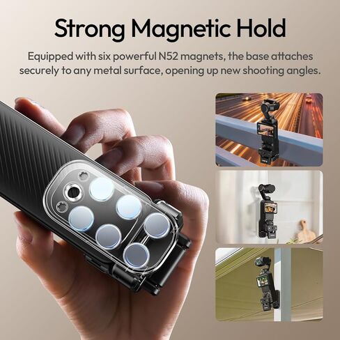 ULANZI PK16 Magnetic Mount Stand Compatible with DJI OSMO Pocket 3, 270° Adjustable Camera Mount, 1/4'' Mount Foldable Quick Release Camera Stand Base for Indoor Shooting Vlog Live Streaming Gym Video in Saudi Arabia