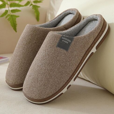 ASHALI Men's & Women's Memory Foam Slippers - Soft Plush Knitted Cotton Indoor Outdoor House Shoes with Non-Slip Sole, Machine Washable, Warm Comfort for Home, Bedroom, Patio Use in Saudi Arabia