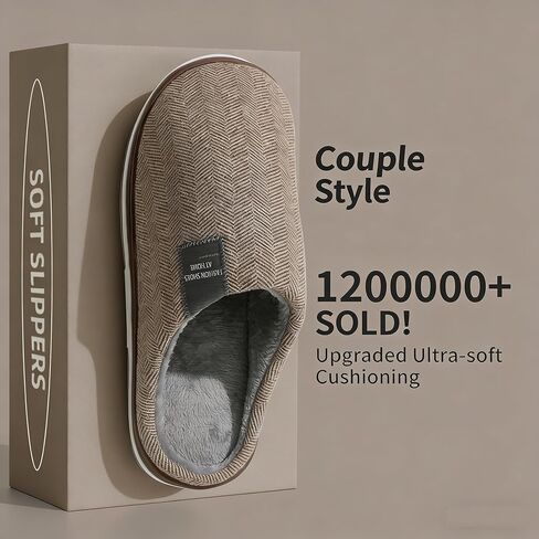 ASHALI Men's & Women's Memory Foam Slippers - Soft Plush Knitted Cotton Indoor Outdoor House Shoes with Non-Slip Sole, Machine Washable, Warm Comfort for Home, Bedroom, Patio Use in Saudi Arabia