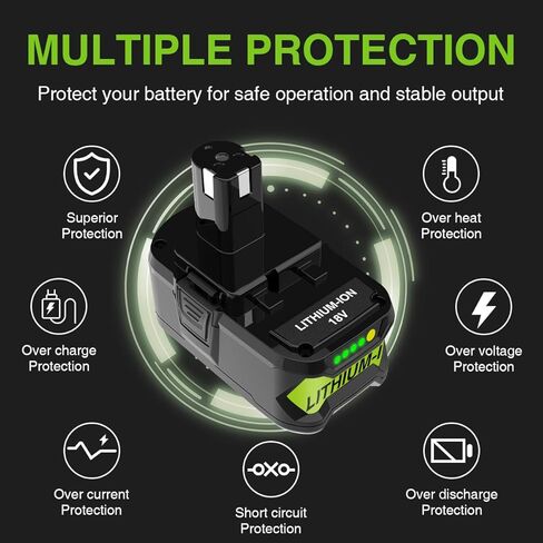 استبدال بطارية XAMP 8.0Ah 18 فولت لـ Ryobi ONE+ Plus، بطارية Ryobi 18V، بطاريات ليثيوم أيون عالية السعة 18 فولت، متوافقة مع أداة لاسلكية P108 P107 P105 P104 P103 P102 (حزمة واحدة) in Saudi Arabia