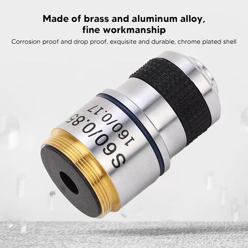 185 Objective Lens, 60X Biological Microscope Achromatic Objective Lens, RMS Brass Thread Optical Glass Objective Lens for Study Chemistry and Physics in Saudi Arabia