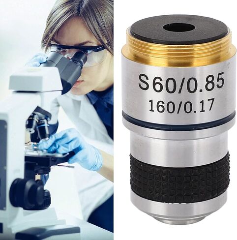 185 Objective Lens, 60X Biological Microscope Achromatic Objective Lens, RMS Brass Thread Optical Glass Objective Lens for Study Chemistry and Physics in Saudi Arabia