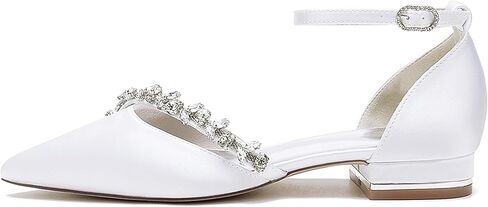 أحذية زفاف مريحة للعروس للنساء للحفلات الراقصة مع سلاسل من حجر الراين J606 كعب أبيض 1 بوصة US 8 in Kuwait