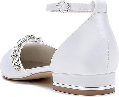 أحذية زفاف مريحة للعروس للنساء للحفلات الراقصة مع سلاسل من حجر الراين J606 كعب أبيض 1 بوصة US 8 in Kuwait