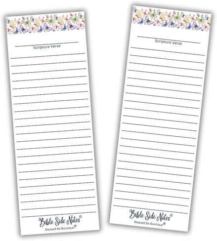 Blessed Be Boutique - Bible Side Notes, Easy-Use Bible Sticky Notes for Scripture Reading, Prayer Stationery Item, Religious Gifts, Butterfly, 100 Study Sheets, 2 7/8" W x 8" L Ea in Saudi Arabia