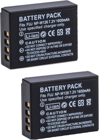 2 حزمة بطارية NP-W126 NP-W126S لفوجي X100F، X100V، X100VI، X100VI، X-S10، X-A5، X-A10، X-E4، X-Pro2، X-Pro3، X-T1، X-T2، X-T3، X-T10، X-T20، X-T30 II، X-T100، X-T200 1600 مللي أمبير in Kuwait