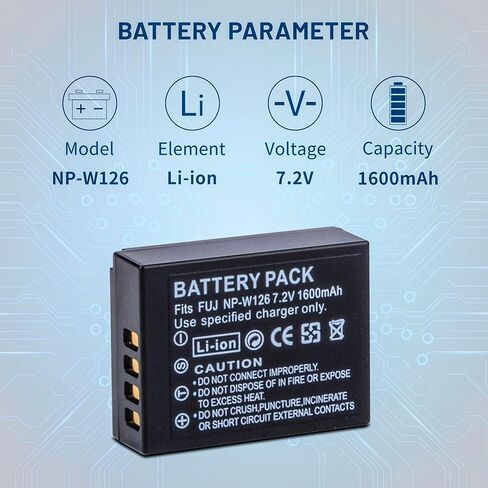 2 حزمة بطارية NP-W126 NP-W126S لفوجي X100F، X100V، X100VI، X100VI، X-S10، X-A5، X-A10، X-E4، X-Pro2، X-Pro3، X-T1، X-T2، X-T3، X-T10، X-T20، X-T30 II، X-T100، X-T200 1600 مللي أمبير in Kuwait