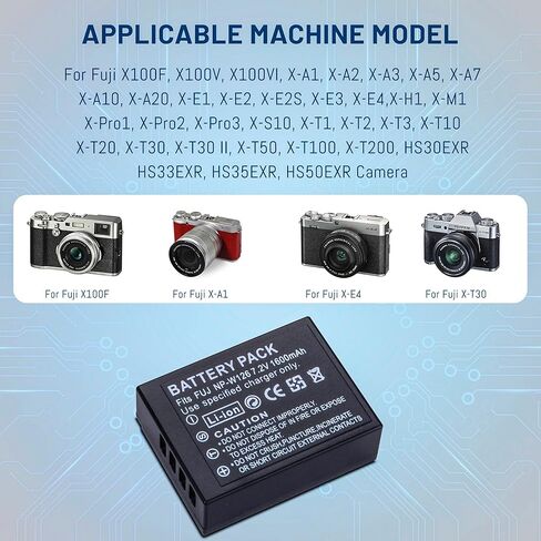 2 حزمة بطارية NP-W126 NP-W126S لفوجي X100F، X100V، X100VI، X100VI، X-S10، X-A5، X-A10، X-E4، X-Pro2، X-Pro3، X-T1، X-T2، X-T3، X-T10، X-T20، X-T30 II، X-T100، X-T200 1600 مللي أمبير in Kuwait
