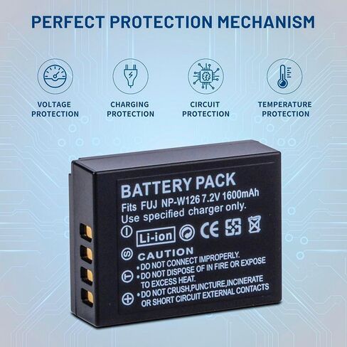 2 حزمة بطارية NP-W126 NP-W126S لفوجي X100F، X100V، X100VI، X100VI، X-S10، X-A5، X-A10، X-E4، X-Pro2، X-Pro3، X-T1، X-T2، X-T3، X-T10، X-T20، X-T30 II، X-T100، X-T200 1600 مللي أمبير in Kuwait