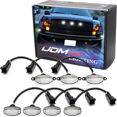 iJDMTOY مجموعة كاملة من 7 قطع من مصابيح الجري المدخنة 84-SMD LED ومصابيح التحديد الجانبية الأمامية/الخلفية المتوافقة مع Ford Raptor 2010-2014 (الجبهة البيضاء والخلفية الحمراء) in Saudi Arabia