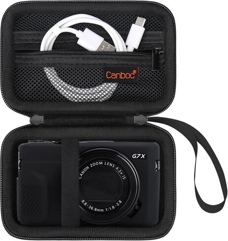 حقيبة حمل Canboc لكاميرا Canon PowerShot G7X Mark III Mark II، PowerShot SX740 SX730، Sony Cybershot، RICOH GR IV، كاميرا Kodak Pixpro الرقمية، جيب شبكي يناسب كابل USB، البطاريات، وردي (الجراب فقط) in Kuwait