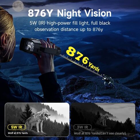 نظارات الرؤية الليلية - مناظير رؤية ليلية 4K مع نطاق 875 ياردة، 48 ميجابكسل، شاشة 3 بوصة، تكبير رقمي 10X، 7 مستويات IR، بطاقة 32 جيجابايت، بطارية 5000 مللي أمبير، هدايا وأدوات رائعة للصيد in Kuwait