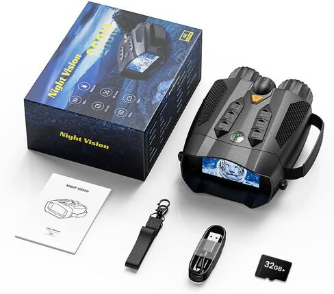 نظارات الرؤية الليلية - مناظير رؤية ليلية 4K مع نطاق 875 ياردة، 48 ميجابكسل، شاشة 3 بوصة، تكبير رقمي 10X، 7 مستويات IR، بطاقة 32 جيجابايت، بطارية 5000 مللي أمبير، هدايا وأدوات رائعة للصيد in Kuwait