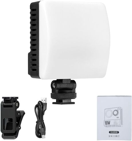 مصباح فيديو Gugxiom 10W RGB LED، قابل لإعادة الشحن 2600 مللي أمبير في الساعة 1800-9000K إضاءة تصوير فوتوغرافي قابلة للتعتيم، مصباح تعبئة كاميرا صغير محمول مع مشبك Softbox in Saudi Arabia
