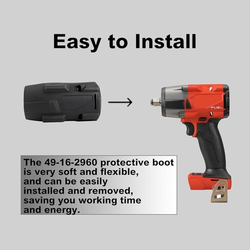 حذاء واقي مطاطي من Rivershine 49-16-2960 متوافق مع مفتاح ربط عزم الدوران المتوسط ​​Milwaukee M18 FUEL 3/8 بوصة، 2960-20، 2962-20، 2962P-20. (عبوة واحدة) in Kuwait