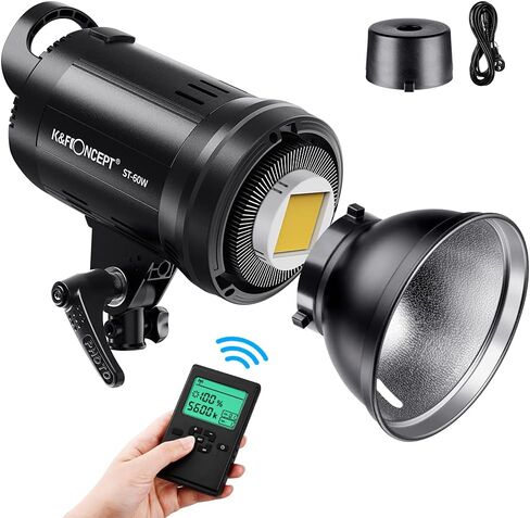 K&F CONCEPT SL-60W LED إضاءة فيديو مستمرة مع حامل بوينز، 5600K CRI95+ إضاءة كشاف خافتة للتصوير الفوتوغرافي، التصوير في الهواء الطلق، الاستوديو، تسجيل الفيديو in Kuwait