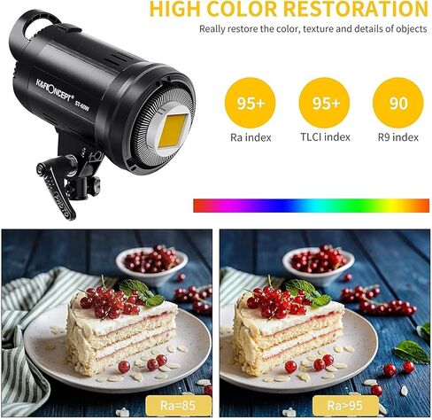 K&F CONCEPT SL-60W LED إضاءة فيديو مستمرة مع حامل بوينز، 5600K CRI95+ إضاءة كشاف خافتة للتصوير الفوتوغرافي، التصوير في الهواء الطلق، الاستوديو، تسجيل الفيديو in Kuwait