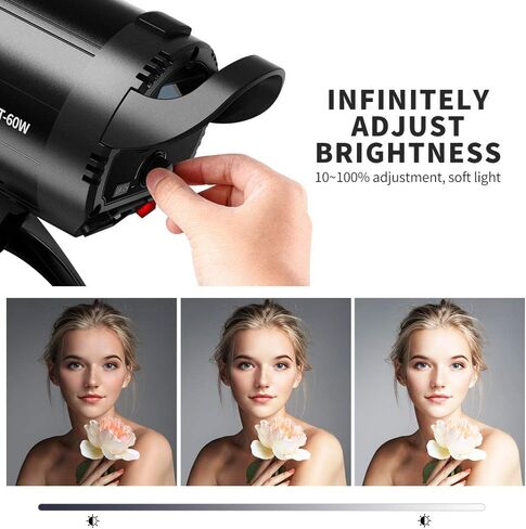 K&F CONCEPT SL-60W LED إضاءة فيديو مستمرة مع حامل بوينز، 5600K CRI95+ إضاءة كشاف خافتة للتصوير الفوتوغرافي، التصوير في الهواء الطلق، الاستوديو، تسجيل الفيديو in Kuwait