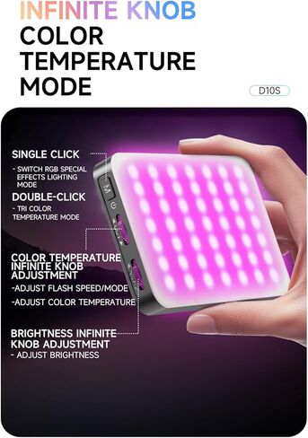 جيب RGB LED فيديو ضوء 2500K-9000K عكس الضوء 10 تأثيرات إضاءة المشهد فيديو مؤتمر الضوء للكمبيوتر المحمول الهاتف كاميرا DSLR بطارية مدمجة مع مشبك شاشة وحامل حذاء بارد in Saudi Arabia