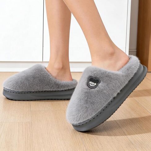 House Slippers Plush Warm Winter for Indoor Use, Slip-On Home Shoes with Closed Toe and Non Slip Sole, Soft Cozy Slippers in Saudi Arabia