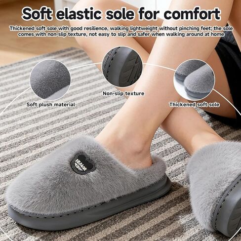 House Slippers Plush Warm Winter for Indoor Use, Slip-On Home Shoes with Closed Toe and Non Slip Sole, Soft Cozy Slippers in Saudi Arabia