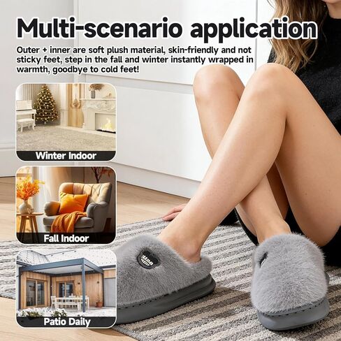 House Slippers Plush Warm Winter for Indoor Use, Slip-On Home Shoes with Closed Toe and Non Slip Sole, Soft Cozy Slippers in Saudi Arabia