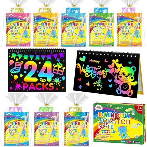 ZMLM Scratch Art Party Favors: 4 Pcs Birthday Gifts Goodie Bags Stuffers Rainbow Scratch Paper Craft Notebooks for Kids 4-8 Classroom Prize Students End School Supplies Toy Girls Boys Return Gift in Kuwait