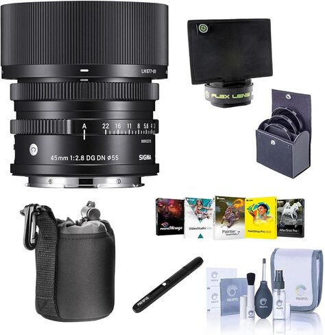 Sigma 45mm f/2.8 DG DN Contemporary Lens for L Mount, Bundle with ProOptic 55mm Filter Kit, Flex Lens Shade, Lens Pouch, Lens Cleaner, Cleaning Kit, PC Software Kit in Saudi Arabia