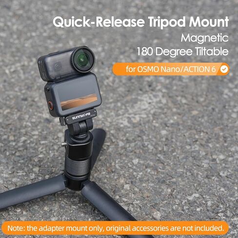 حامل محول مغناطيسي سريع التحرير لـ DJI OSMO Nano/OSMO Action 6، محول ثلاثي القوائم قابل للإمالة 180 درجة مع فتحة لولبية 1/4 بوصة، وسادة سيليكون مضادة للانزلاق ومضادة للصدمات في الاتجاه المزدوج in Saudi Arabia