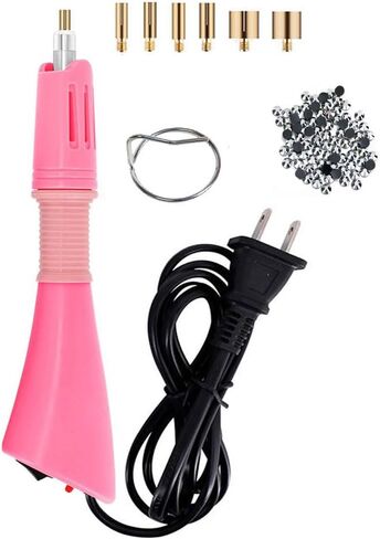 Hotfix Rhinestone Applicator Kit wiht Rhinestones,Professional Iron-on Setter Tool,7-in-1 Hot Fix Wand Crystal Gem Rhinestone Hot fix Kit Tool (Purple) in Kuwait