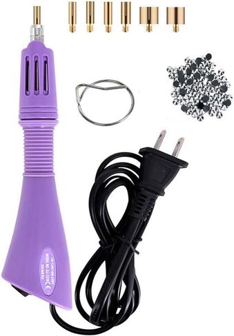 Hotfix Rhinestone Appoldator Kit Wiht Rhinestones ، أداة Setter Professional ، 7-in-1 Hot Fix Wand Crystal Gem Rhinestone Hot Fix Tool (Purple) in Kuwait