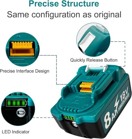 8Ah Replacement Battery for Makita 18V Battery 1 Pack Compatible with Makita 18V Power Tools and Chargers in Kuwait