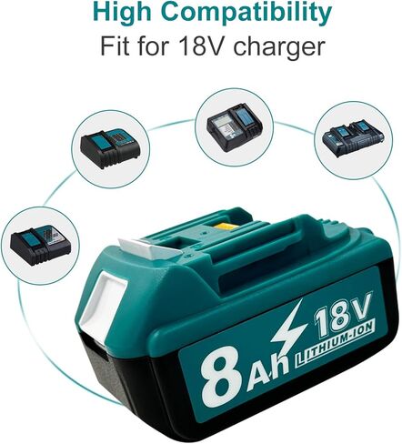 8Ah Replacement Battery for Makita 18V Battery 1 Pack Compatible with Makita 18V Power Tools and Chargers in Kuwait
