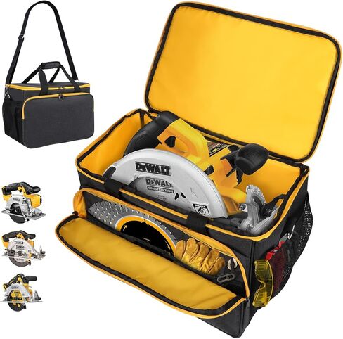 حقيبة حمل محمولة متوافقة مع المنشار الدائري DEWALT 20V MAX DCS391B/DCS565B 6-1/2 بوصة، حقيبة تخزين للمنشار الدائري DEWALT 20V MAX DCS570B/DCS573B7/DCS574B 7-1/4 بوصة، حقيبة أدوات بجيوب متعددة، أسود in Saudi Arabia