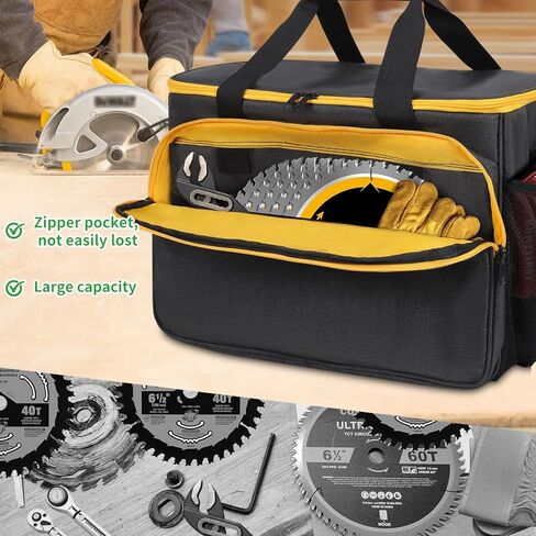 حقيبة حمل محمولة متوافقة مع المنشار الدائري DEWALT 20V MAX DCS391B/DCS565B 6-1/2 بوصة، حقيبة تخزين للمنشار الدائري DEWALT 20V MAX DCS570B/DCS573B7/DCS574B 7-1/4 بوصة، حقيبة أدوات بجيوب متعددة، أسود in Saudi Arabia