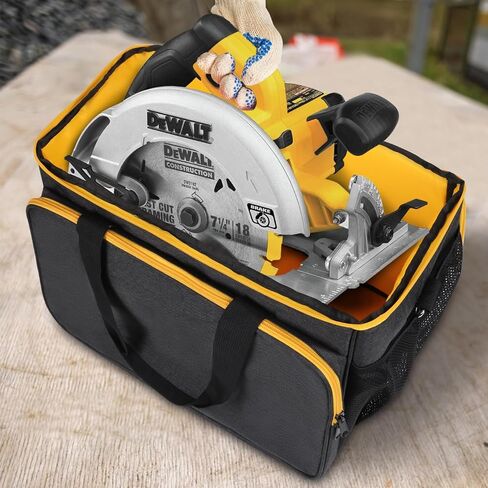 حقيبة حمل محمولة متوافقة مع المنشار الدائري DEWALT 20V MAX DCS391B/DCS565B 6-1/2 بوصة، حقيبة تخزين للمنشار الدائري DEWALT 20V MAX DCS570B/DCS573B7/DCS574B 7-1/4 بوصة، حقيبة أدوات بجيوب متعددة، أسود in Saudi Arabia