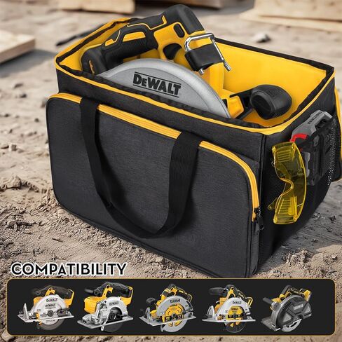 حقيبة حمل محمولة متوافقة مع المنشار الدائري DEWALT 20V MAX DCS391B/DCS565B 6-1/2 بوصة، حقيبة تخزين للمنشار الدائري DEWALT 20V MAX DCS570B/DCS573B7/DCS574B 7-1/4 بوصة، حقيبة أدوات بجيوب متعددة، أسود in Saudi Arabia