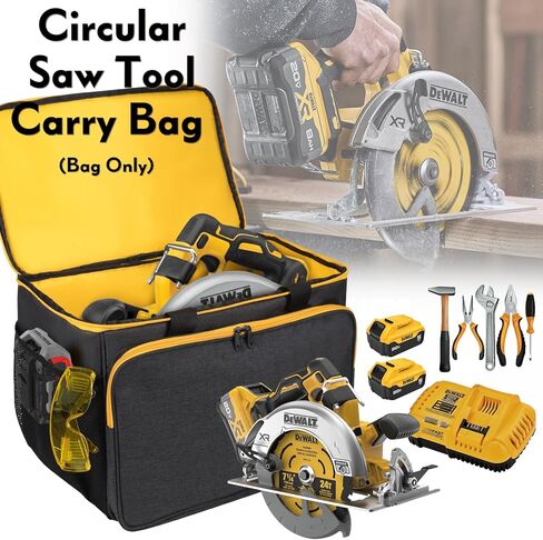 حقيبة حمل محمولة متوافقة مع المنشار الدائري DEWALT 20V MAX DCS391B/DCS565B 6-1/2 بوصة، حقيبة تخزين للمنشار الدائري DEWALT 20V MAX DCS570B/DCS573B7/DCS574B 7-1/4 بوصة، حقيبة أدوات بجيوب متعددة، أسود in Saudi Arabia